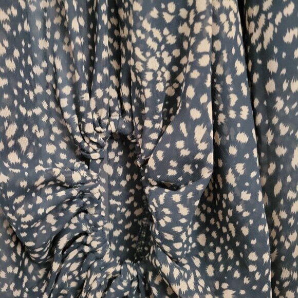 BOHO Medium Blouse By Together Hi-Low Hem animal print puff sleeve flowy EUC - Picture 6 of 14